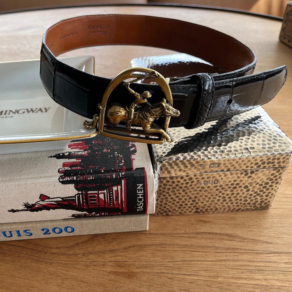 Ralph Lauren Genuine American Alligator Belt – Solid Brass Buckle